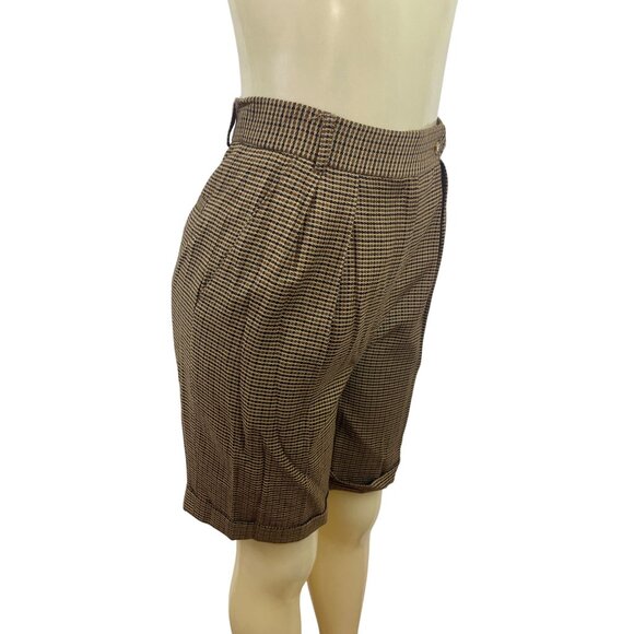 Lord + Taylor Women’s Vintage Style High-Waisted Houndstooth Pleated Shorts Sz 6 - Picture 2 of 8